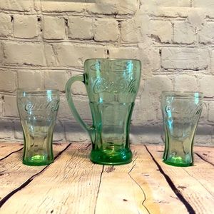 Coca Cola green glassware collectibles